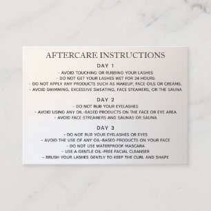Lash Lift and Tinting Aftercare Instructions Business Card