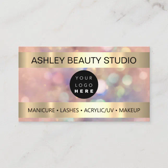 Lash Makeup Nail Hairdresser Logo Holographic Business Card Zazzle 0530