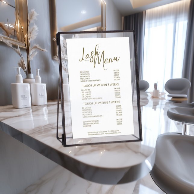 Lash Menu Eyelash Extensions Minimal Basic Simple Flyer (Perfect for business)