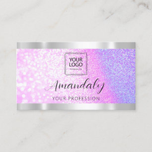 Lash Nails QRCode Logo Glitter Purple,PInk Business Card