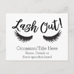 Lash Out Eyelashes Lash Salon Makeup Artist Postcard