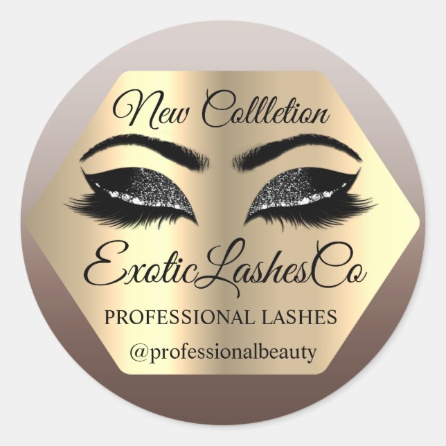 Lash Packaging Makeup Artist Gold Eyes Custom Classic Round Sticker (Front)