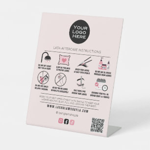 Lash Salon Eyelash Extension Aftercare Insturction Pedestal Sign