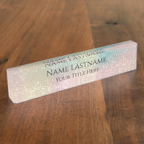 Lash Salon Makeup Artist Holograph Pastels Desk Name Plate