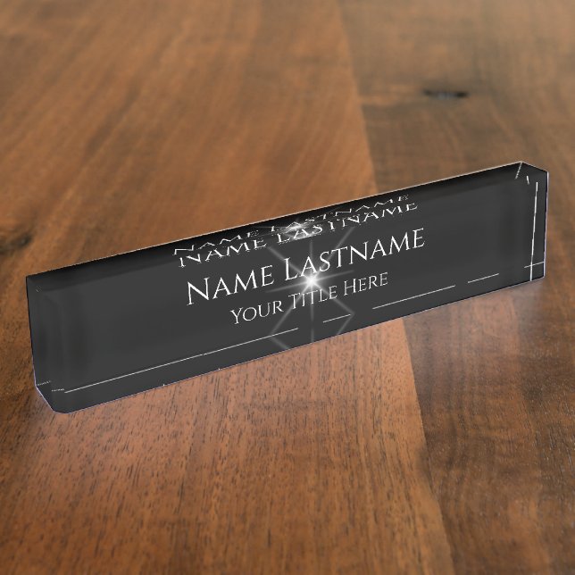 Lash Salon Makeup Artist Minimal Black White VIP Desk Name Plate (Side)
