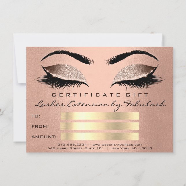 Lash Skin Rose Gold Makeup Artist Certificate Gift (Front)