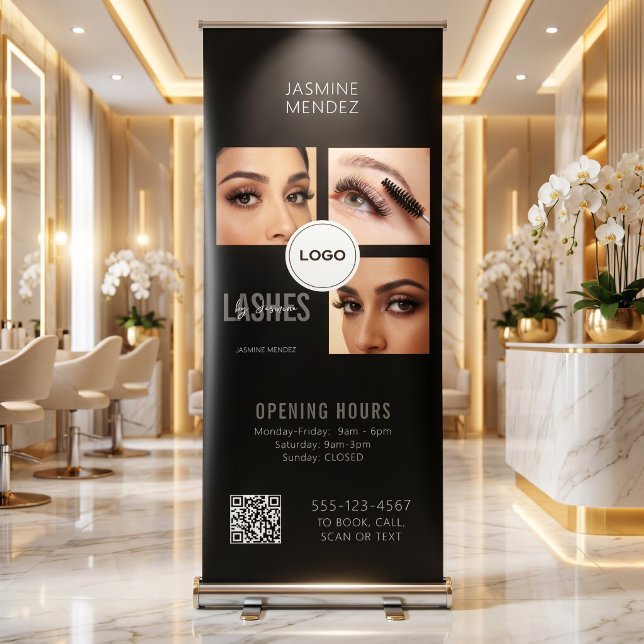 Lash Studio QR Code Photo Collage Salon Display Retractable Banner (Creator Uploaded)