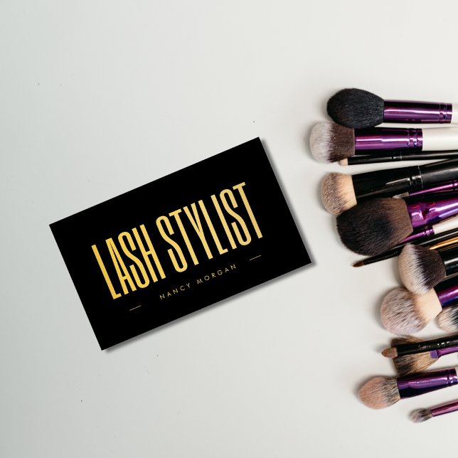 Lash Stylist Black And Gold  Business Card (Creator Uploaded)