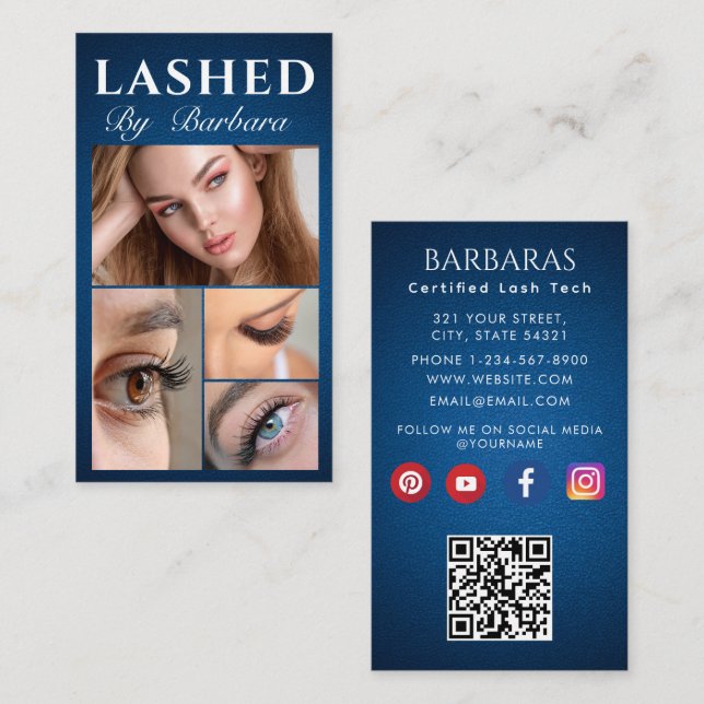 Lash stylist modern typography script luxury photo business card (Front/Back)