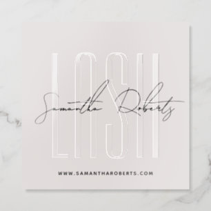 Lash stylist modern typography script pearl pink raised spot UV business card
