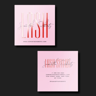 Lash stylist modern typography script pink red raised spot UV business card