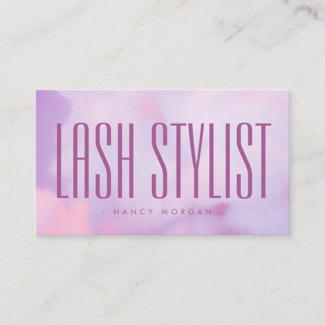Lash Stylist Purple Pastel Holographic  Business Card (Front)
