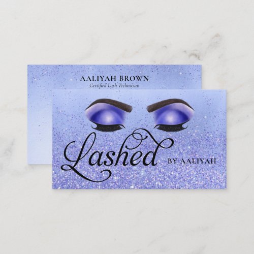 Lash Tech Blue Glam Glitter Eyes Business Card