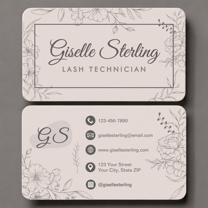 Lash Tech Blush Pink Floral Business Card