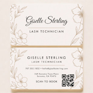 Lash Tech Floral QR Code Professional Business Card