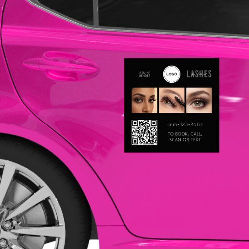 Lash Tech QR Code Photo Collage Salon Mobile Ad Car Magnet