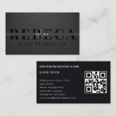 Monogram Luxe Trendy Aesthetic Pink Black QR Code Business Card