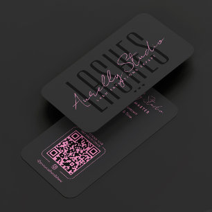 Lash Tech Studio Minimal Pink Black Appointment Business Card