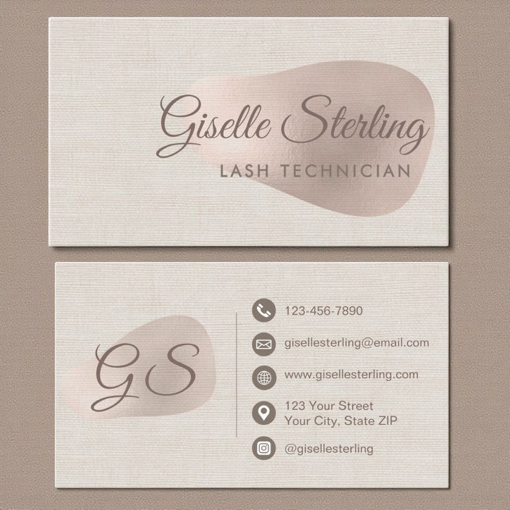 Lash Technician Beige Linen Beauty Business Card