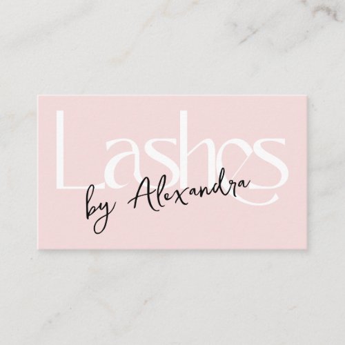 Lash Technician Blush Pink Modern Typography Business Card