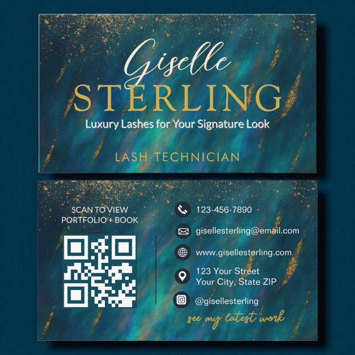 Lash Technician Dark Opal Glam Modern QR Code Business Card