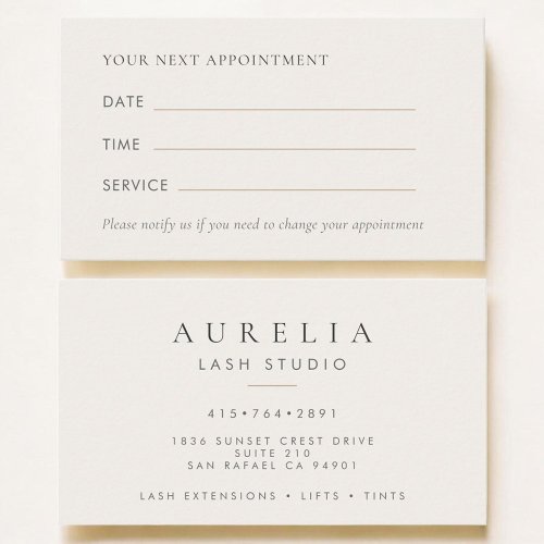 Lash Technician Eyelash Salon Appointment Card