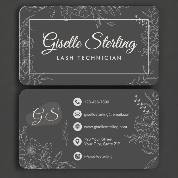 Lash Technician Floral Business Card