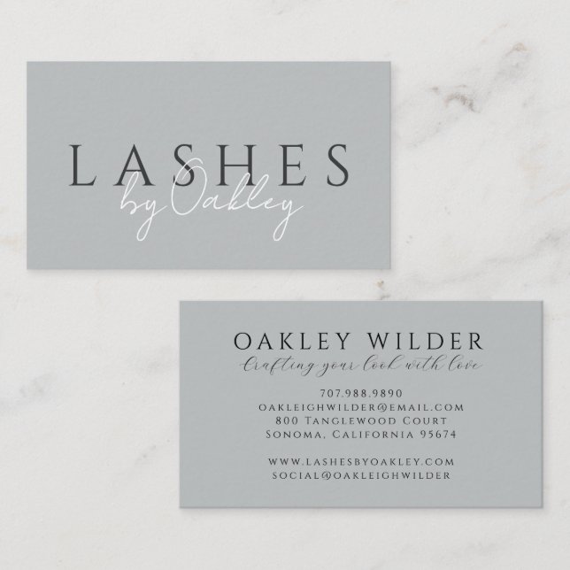 Lash Technician Gray Business Card (Front/Back)