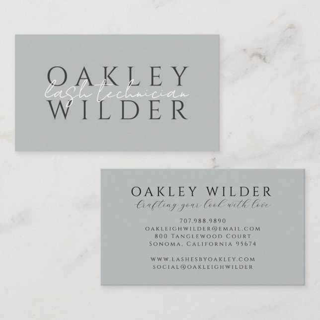 Lash Technician Gray Business Card (Front/Back)
