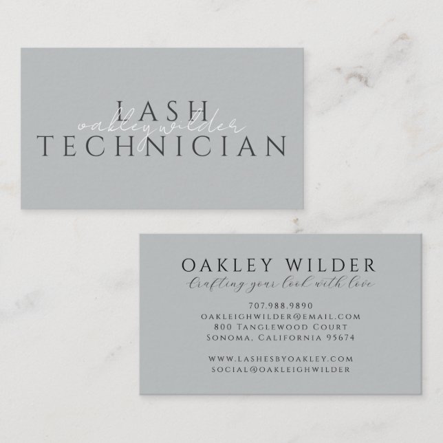 Lash Technician Gray Business Card (Front/Back)