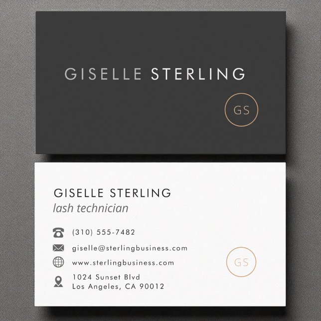 Lash Technician Minimalist Luxury Black Business Card (Creator Uploaded)