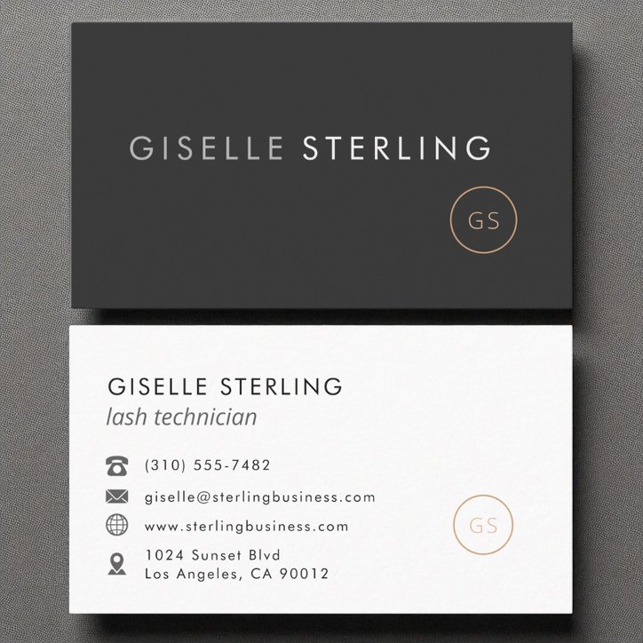Lash Technician Minimalist Luxury Black Business Card