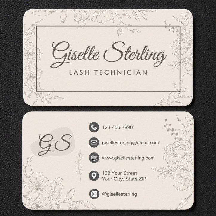 Lash Technician Neutral Floral Business Card