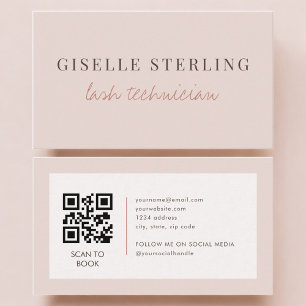 Lash Technician QR Code Blush Pink  Business Card