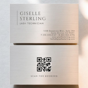 Lash Technician QR Code Brushed Metal Business Card