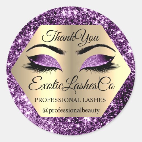 Lash Thank YOU  Makeup Artist Gold  Eyes glitter Classic Round Sticker