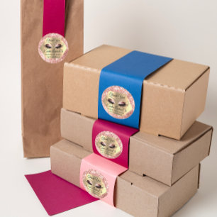 Lash Thank YOU Makeup Artist Gold Eyes Rose Classic Round Sticker