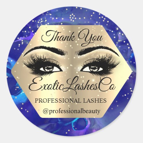 Lash Thank YOU  Makeup Artist Open Eyes Blue Classic Round Sticker