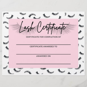Lash Training Certificate of Completion Letterhead