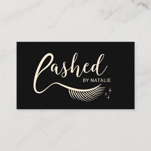 Lashed Eyelash Extensions Makeup Artist Black Gold Business Card