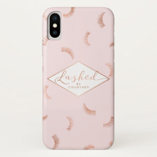 Lashed Text Lashes Pattern Pink/Rose Gold iPhone X Case