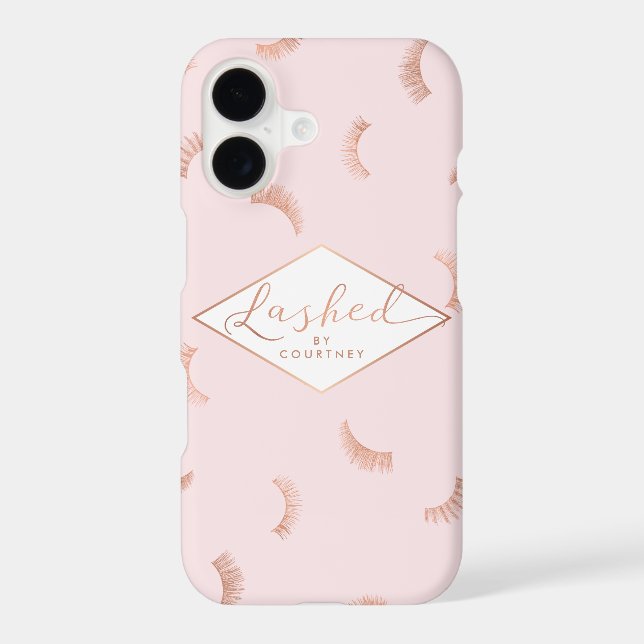 Lashed Text Lashes Pattern Pink/Rose Gold Iphone Case (Back)
