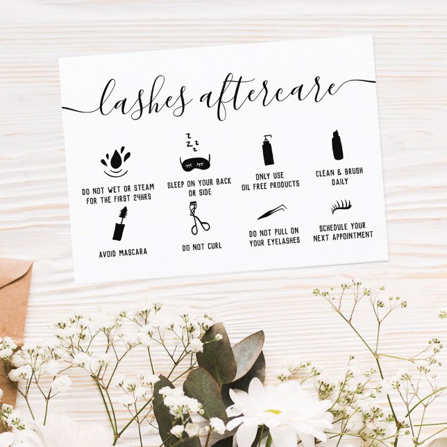 lashes aftercare illustrations brushstrokes black  business card (Creator Uploaded)