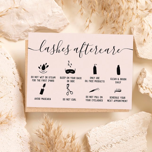 lashes aftercare illustrations pastel blush pink business card (Creator Uploaded)