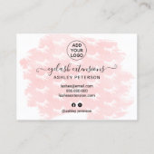 lashes aftercare illustrations pink brushstrokes business card (Back)