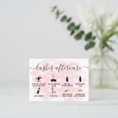 lashes aftercare illustrations pink brushstrokes business card (Standing Front)