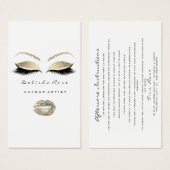 Lashes Aftercare Instruction Black White Gold Lips (Front & Back)