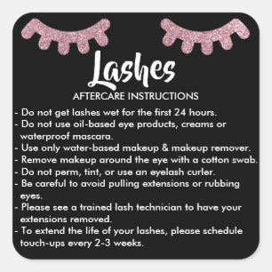 Lashes AFTERCARE INSTRUCTIONS Sticker