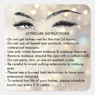 Lashes AFTERCARE INSTRUCTIONS Sticker