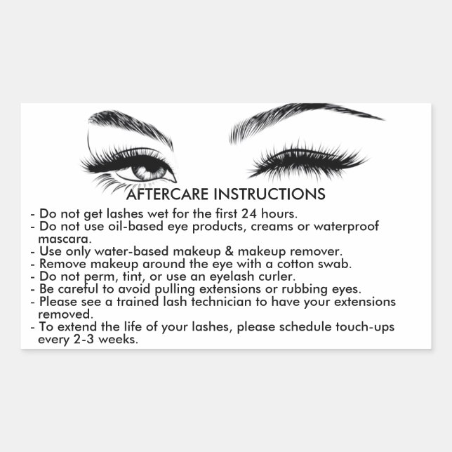 Lashes AFTERCARE INSTRUCTIONS Sticker (Front)